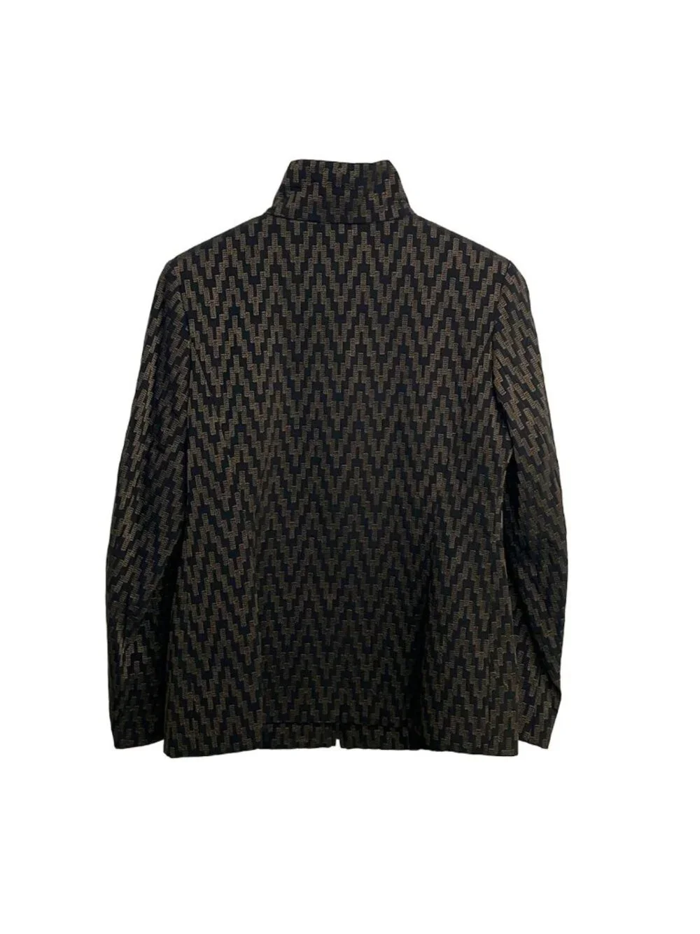 Max Mara Jacket M Black Dark Brown Long Sleeve Embroidery Zip